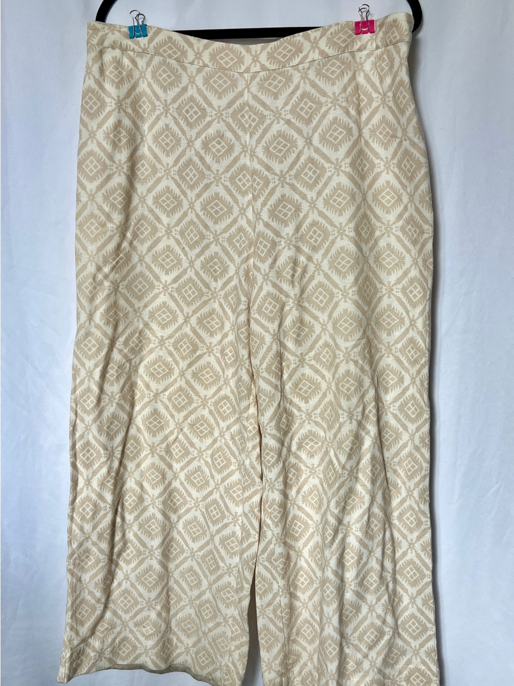 Soft Surroundings Beige Patterned Wide-Leg Pants